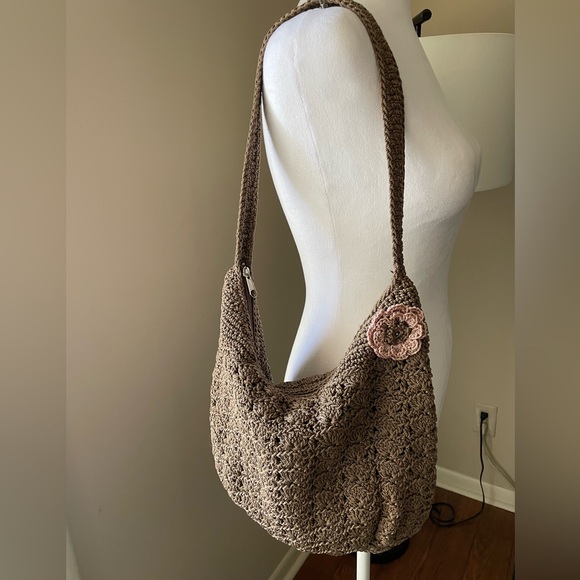 croft & barrow Handbags - Croft & Borrow crochet purse pink and brown flower accent